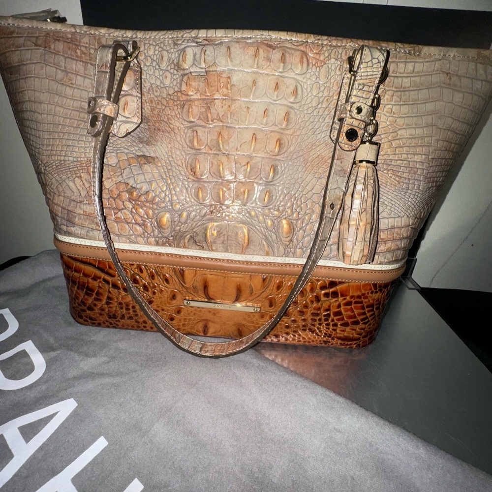 Brahmin Two-Tone Croc Tote - New - Dust Bag Included